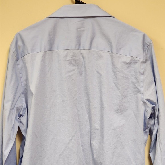 Alfani Shirt Men Large Light Blue Button down Solid Slim Fit Full Sleeve - Picture 2 of 7